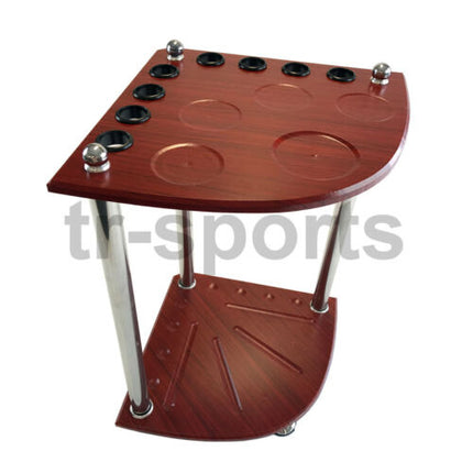 Wooden MDF Corner Cue Rack Pool Snooker Billiard Balls Drink Rest Stick Holder - Walnut