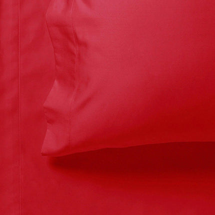 1000TC Ultra Soft Fitted Sheet & 2 Pillowcases Set - Double Size Bed - Red