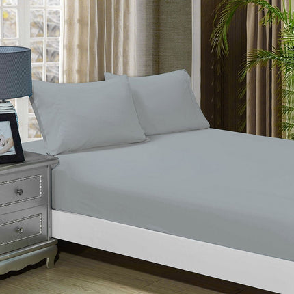 1000TC Ultra Soft Fitted Sheet & 2 Pillowcases Set - Super King Size Bed - Silver