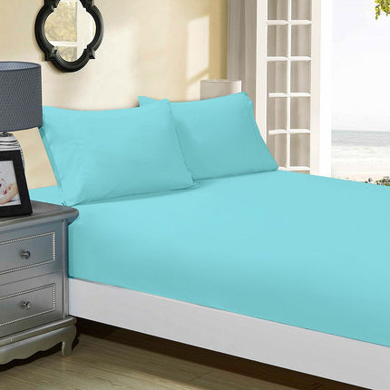 1000TC Ultra Soft Fitted Sheet & 2 Pillowcases Set - Super King Size Bed - Aqua
