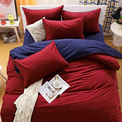 1000TC Reversible Super King Size Blue and Red Duvet Doona Quilt Cover Set