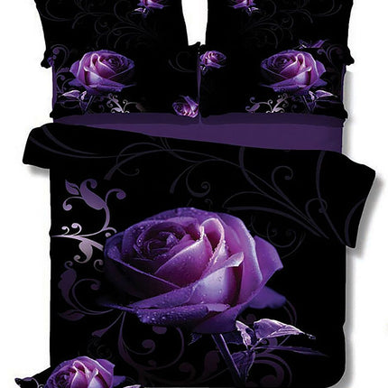 Rose Double Size Quilt Doona Duvet Cover Set