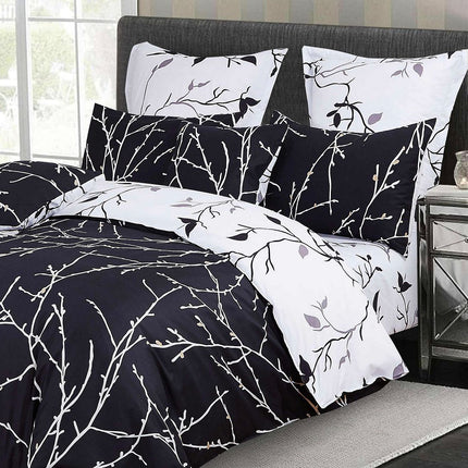Tree Reversible Double Size Quilt/Doona/Duvet Cover Set - Black