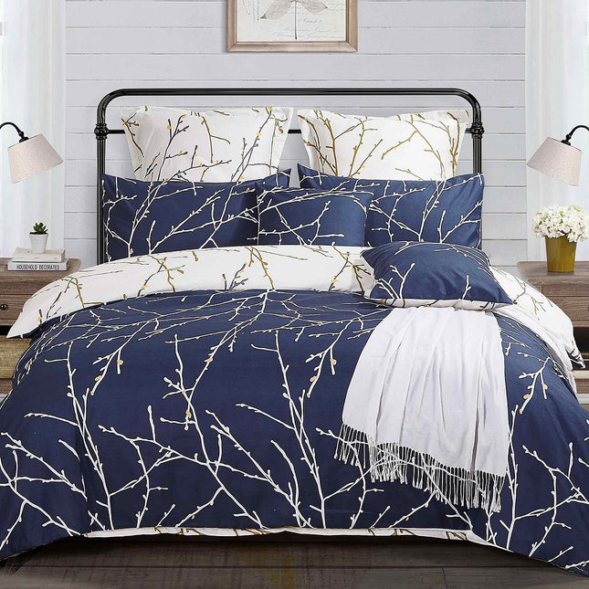 Tree Reversible Double Size Blue Duvet Doona Quilt Cover Set
