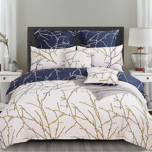 Tree Reversible Double Size Blue Duvet Doona Quilt Cover Set