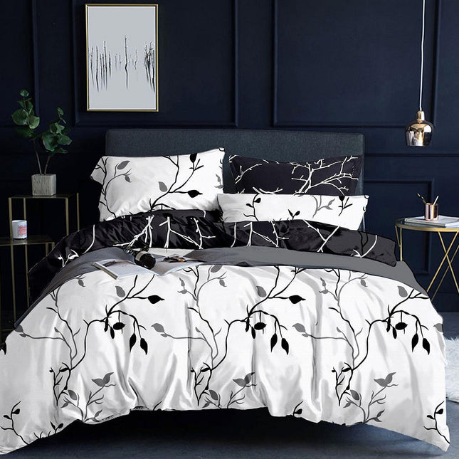 Tree Reversible King Size White Duvet Doona Quilt Cover Set