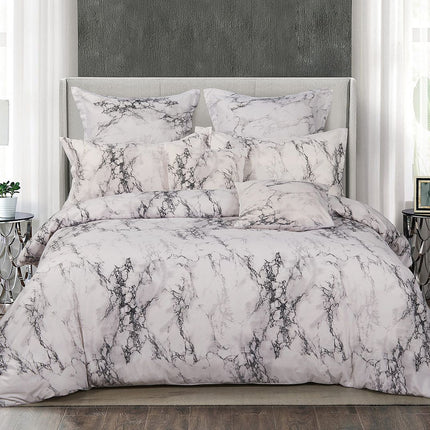 White Marble King Size Duvet Doona Quilt Cover Set