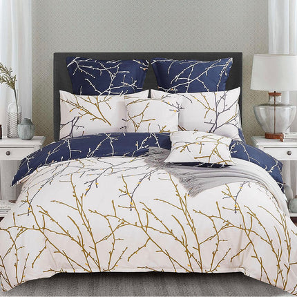 Tree Reversible King Size Bed Quilt/Doona/Duvet Cover Set Beige
