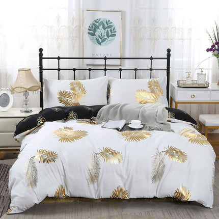 Reversible Design Leaves King Size Bed Quilt/Doona/Duvet Cover Set