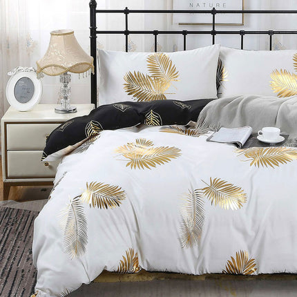 Reversible Design Leaves King Size Bed Quilt/Doona/Duvet Cover Set