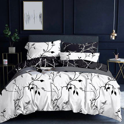 Tree Reversible Queen Size Bed Quilt/Doona/Duvet Cover Set Black