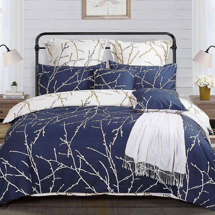 Tree Reversible Queen Size Bed Quilt/Doona/Duvet Cover Set Beige