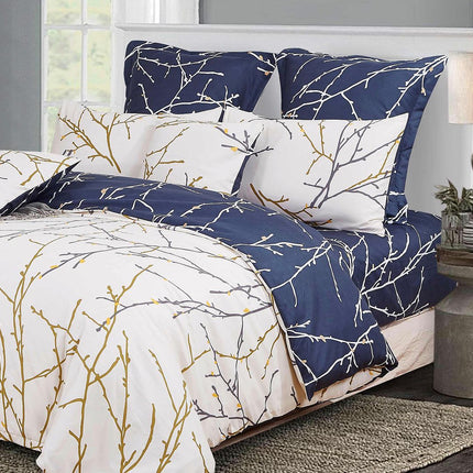 Tree Reversible Queen Size Bed Quilt/Doona/Duvet Cover Set Beige