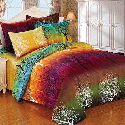 Rainbow Tree Super King Size Bed Quilt/Doona/Duvet Cover Set