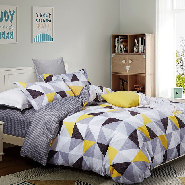 Geometric Super King Size Duvet Doona Quilt Cover Set