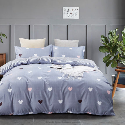 Love Heart Super King Size Quilt/Doona/Duvet Cover Set