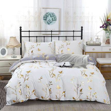 Reversible Design Super King Size White Duvet Doona Quilt Cover Set