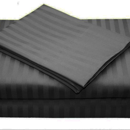 1000TC Ultra Soft Striped Queen Size Charcoal Duvet Doona Quilt Cover Set