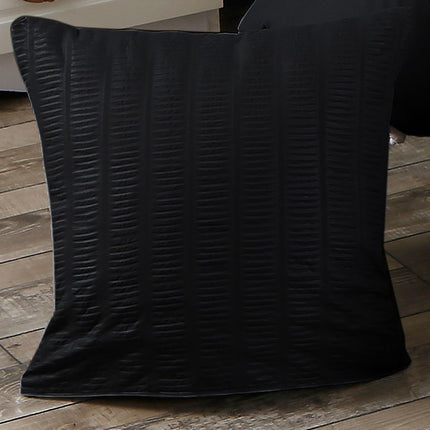 1000TC Premium Ultra Soft Seersucker Cushion Covers - 2 Pack - Black
