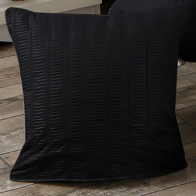 1000TC Premium Ultra Soft Seersucker Cushion Covers - 2 Pack - Black