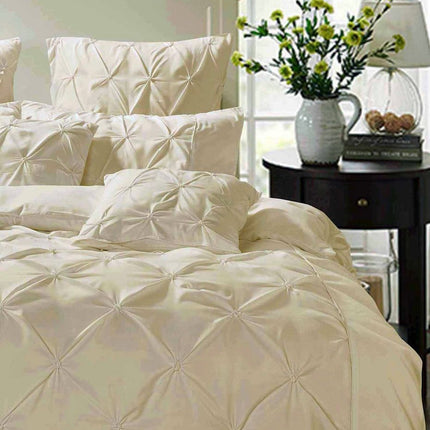 Diamond Pintuck Double Size Quilt/Doona/Duvet Cover Set - Beige
