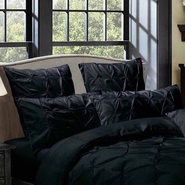 Diamond Pintuck Premium Ultra Soft European Pillowcases 2-Pack - Black