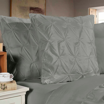 Diamond Pintuck Premium Ultra Soft European Pillowcases 2-Pack - Grey