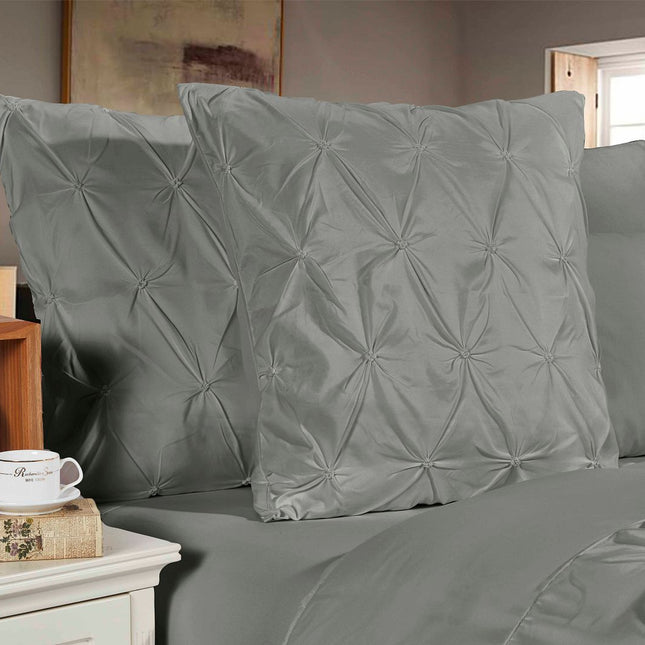 Diamond Pintuck Premium Ultra Soft European Pillowcases 2-Pack - Grey