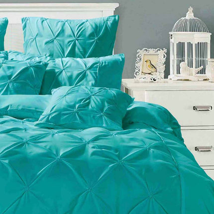 Diamond Pintuck King Size Quilt/Doona/Duvet Cover Set - Teal