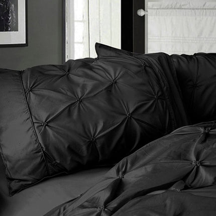 Diamond Pintuck Premium Ultra Soft Queen size Pillowcases 2-Pack -Black