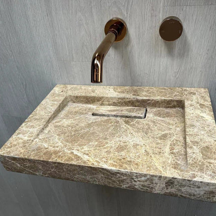 2023 Hand Crafted Marble Nature stone wash basin Matte White wall hung 470*320*60 mm