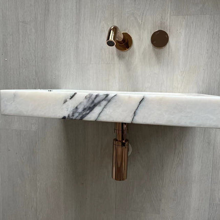 2023 Hand Crafted Marble Nature stone wash basin Matte White wall hung 470*320*60 mm