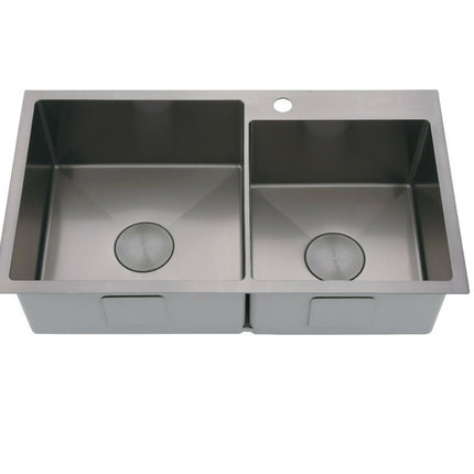 2023 Burnished Gunmetal stainless steel 304 double bowl kitchen sink with tap hole