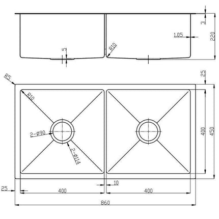 2023 Burnished Brass Gold stainless steel 304 double bowl kitchen sink