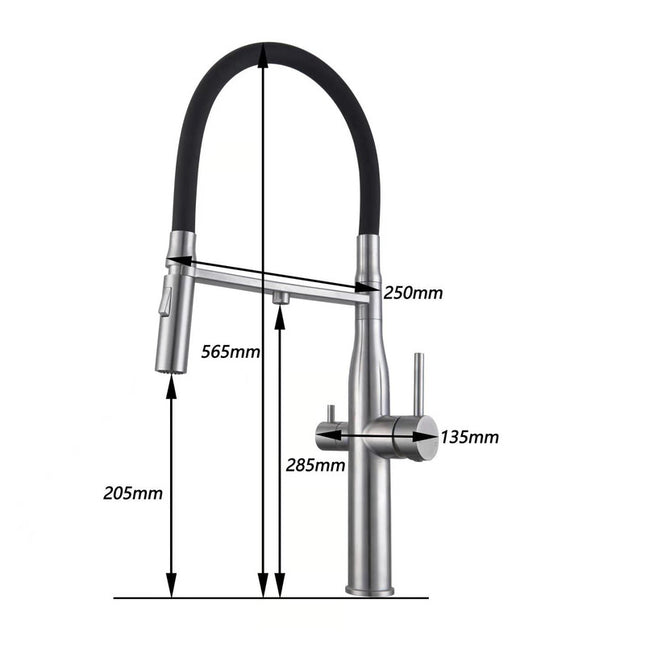 2023 Matte Black Pull out Kitchen tap stainless steel 3 way Pure Filter Water PVD plated
