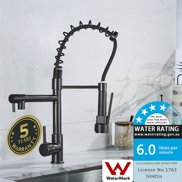 2023 Matte Black pull out with spray function spring kitchen mixer tap faucet