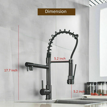 2023 Matte Black pull out with spray function spring kitchen mixer tap faucet