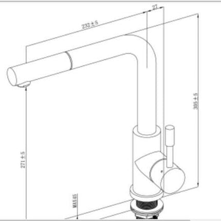 2023 Matte Black L shape pull out with spray function spring kitchen mixer tap faucet Stainless steel Made PVD plated