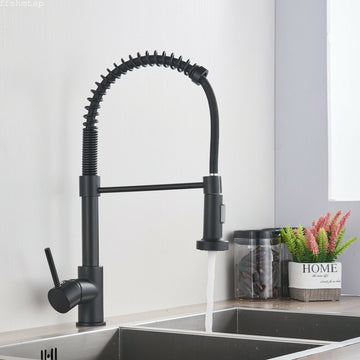 2023 Matte Black  pull out with spray function spring kitchen mixer tap faucet