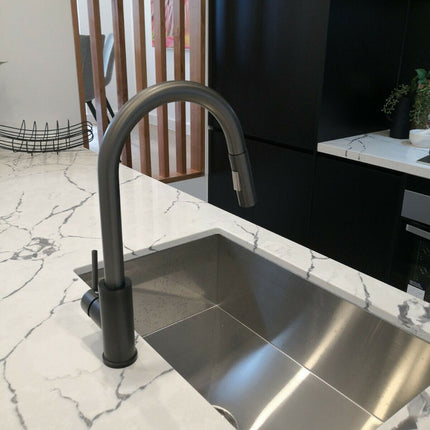 2023 Brushed Gunmetal pull out with spray function spring kitchen mixer tap faucet Stainless steel Made PVD plated