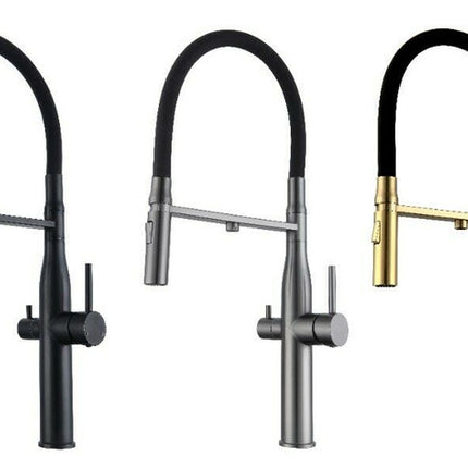2023 Kitchen Mixer Matte Black Pull Out Spray 3 way filter Faucet solid stainless steel 304 Tap