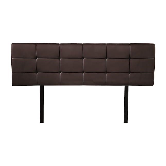 PU Leather Queen Bed Deluxe Headboard Bedhead - Brown