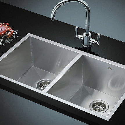 820x457mm Handmade Stainless Steel Undermount / Topmount Kitchen Laundry Sink with Waste