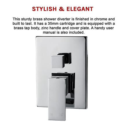 Chrome Bathroom Shower Wall Mixer Diverter w/ WaterMark