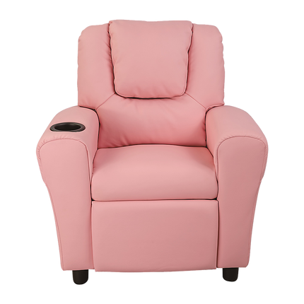 PU Leather Kids Recliner with Drink Holder
