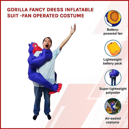 GORILLA Fancy Dress Inflatable Suit -Fan Operated Costume