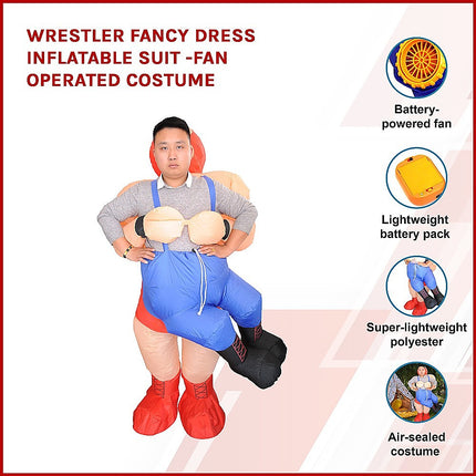 WRESTLER Fancy Dress Inflatable Suit -Fan Operated Costume