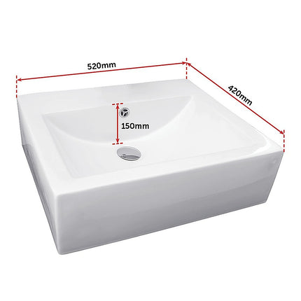 Ceramic Rectangular Above Countertop Basin for Vanity