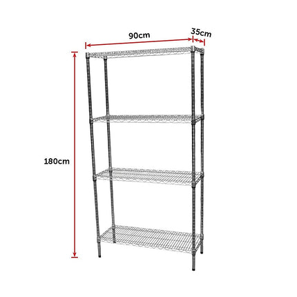 Modular Chrome Wire Storage Shelf 900 x 350 x 1800 Steel Shelving
