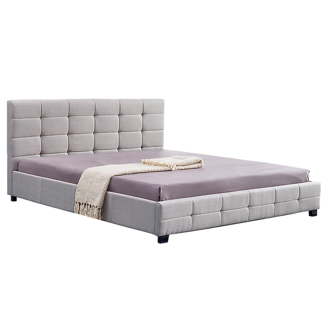 Linen Fabric King Deluxe Bed Frame Beige